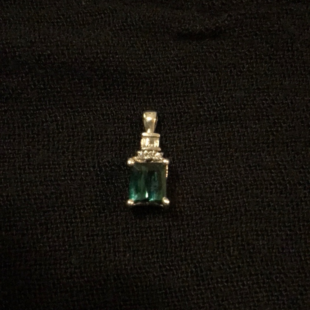 Diamond Emerald 925 Sterling Silver Pendant